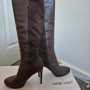 9 West chocolate tall brown boot 9.5